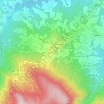 Castelluccioの地形図、標高、地勢