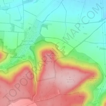 Wöbelsburgの地形図、標高、地勢