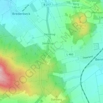 Steinkrugの地形図、標高、地勢