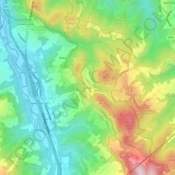 Badoloの地形図、標高、地勢