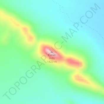 Fisher Hillsの地形図、標高、地勢