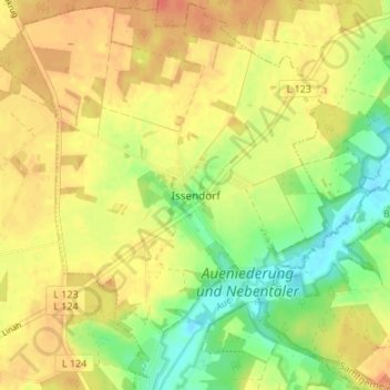 Issendorfの地形図、標高、地勢