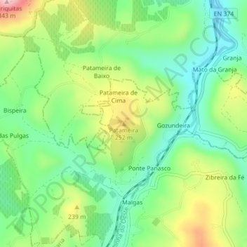 Patameiraの地形図、標高、地勢