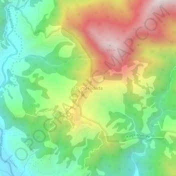 Yangjakotの地形図、標高、地勢