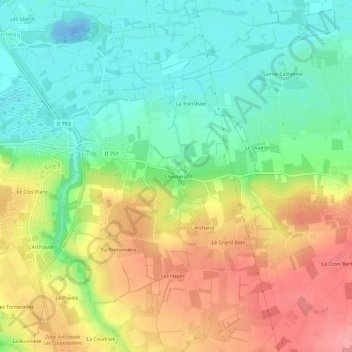 Chasseratの地形図、標高、地勢