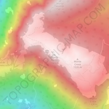 Monte Pizzocの地形図、標高、地勢