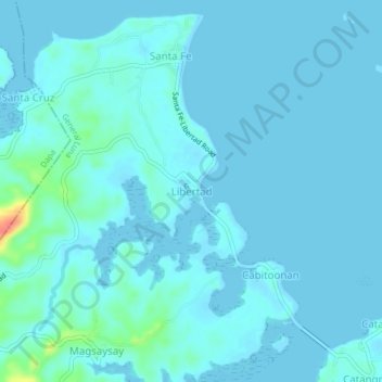 Libertadの地形図、標高、地勢