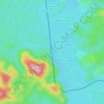 Marlonの地形図、標高、地勢