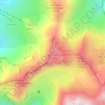 Le Fouéの地形図、標高、地勢