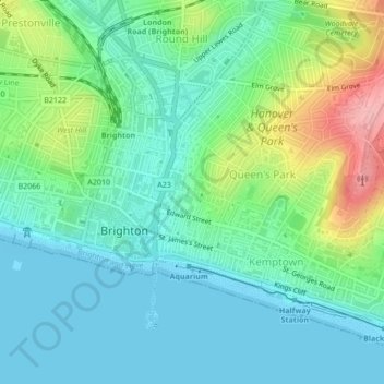 Carlton Hillの地形図、標高、地勢