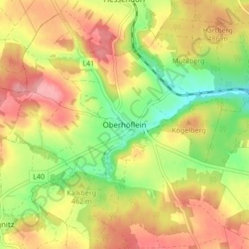 Oberhöfleinの地形図、標高、地勢