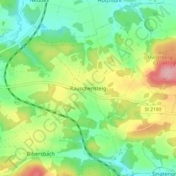 Rauschensteigの地形図、標高、地勢