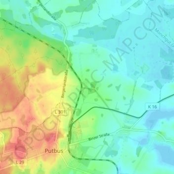 Pastitzの地形図、標高、地勢