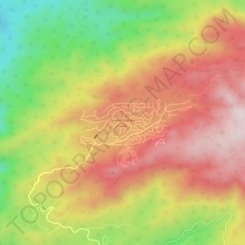 Green Valley Lakeの地形図、標高、地勢