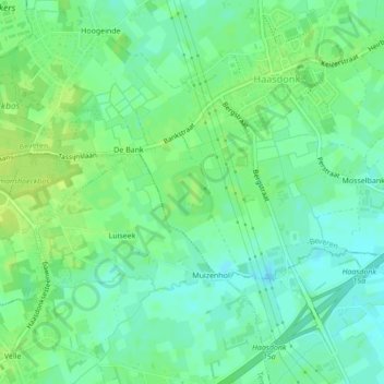 Fort van Haasdonkの地形図、標高、地勢