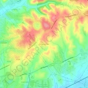 Collina del Soleの地形図、標高、地勢