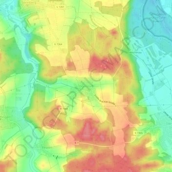 Dorndorfの地形図、標高、地勢