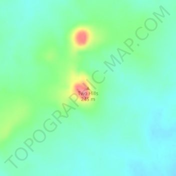 Two Hillsの地形図、標高、地勢