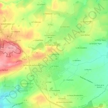La Providenceの地形図、標高、地勢