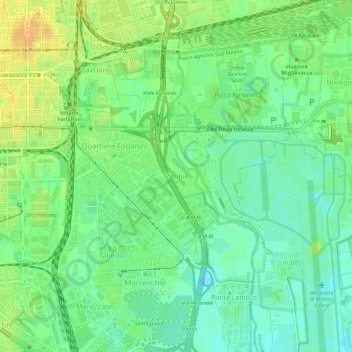 Monluèの地形図、標高、地勢