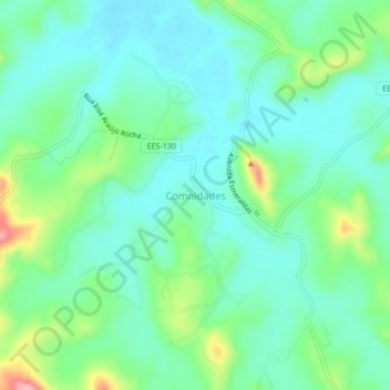 Comnidadesの地形図、標高、地勢