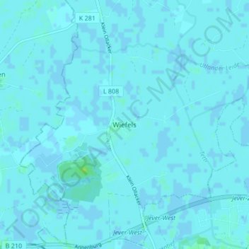 Wiefelsの地形図、標高、地勢