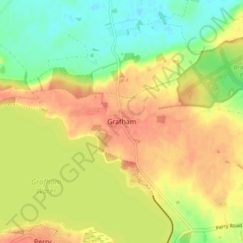 Grafhamの地形図、標高、地勢