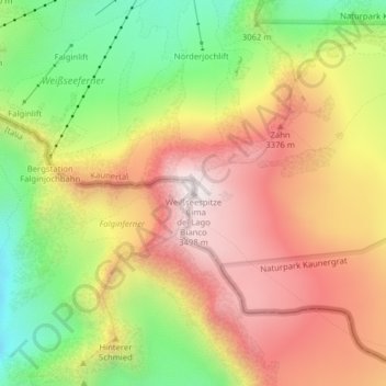 Weißseespitzeの地形図、標高、地勢