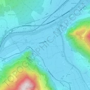 Unterdorfの地形図、標高、地勢