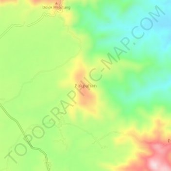 Pakpahanの地形図、標高、地勢