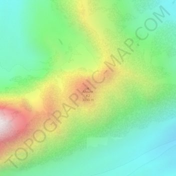 Mount K2の地形図、標高、地勢