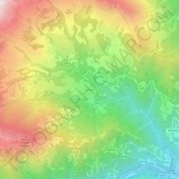 Tornettiの地形図、標高、地勢