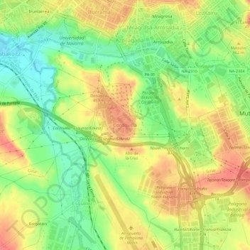 Cordovillaの地形図、標高、地勢