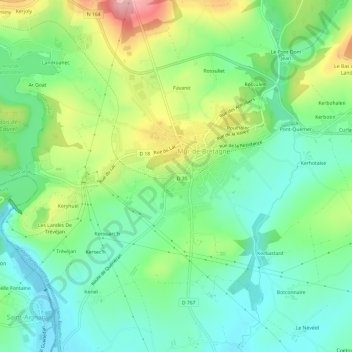 La Gareの地形図、標高、地勢