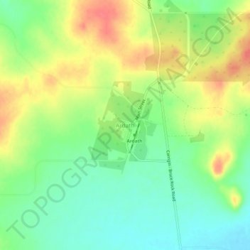 Ardathの地形図、標高、地勢