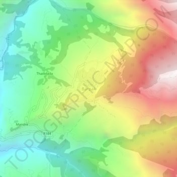 Barpakの地形図、標高、地勢