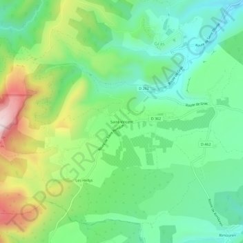 Saint-Vincentの地形図、標高、地勢