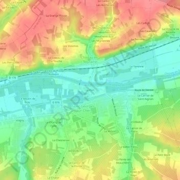 Le Portの地形図、標高、地勢