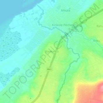 Mankanzaの地形図、標高、地勢