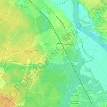 Lartigalotの地形図、標高、地勢