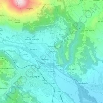 Ciochettiの地形図、標高、地勢