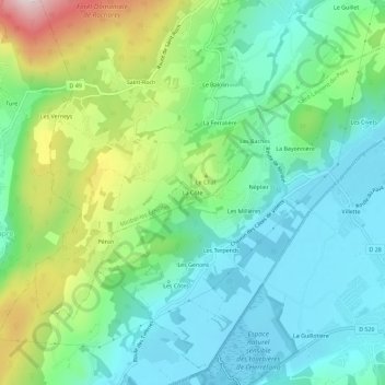 La Côteの地形図、標高、地勢