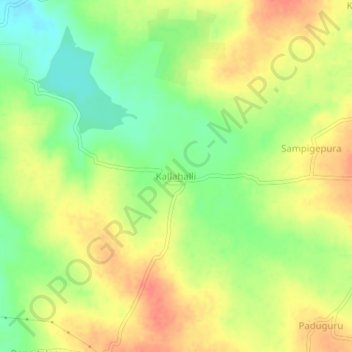 Kallahalliの地形図、標高、地勢