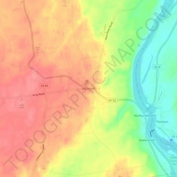 Bacon Hillの地形図、標高、地勢