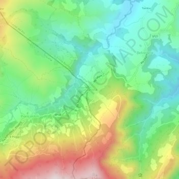 Giugnolaの地形図、標高、地勢