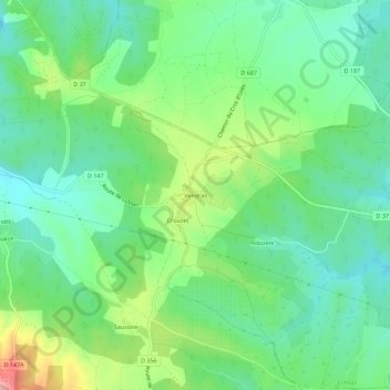 Vendrasの地形図、標高、地勢