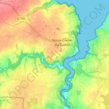 Saint-Éniguetの地形図、標高、地勢