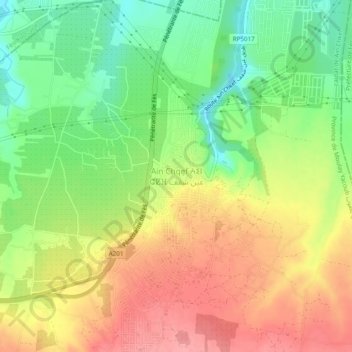 Ain Chqefの地形図、標高、地勢