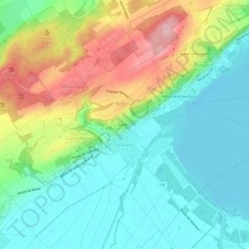 Cotterdの地形図、標高、地勢