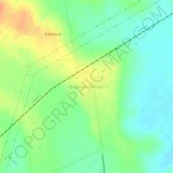 Estación Tamuínの地形図、標高、地勢
